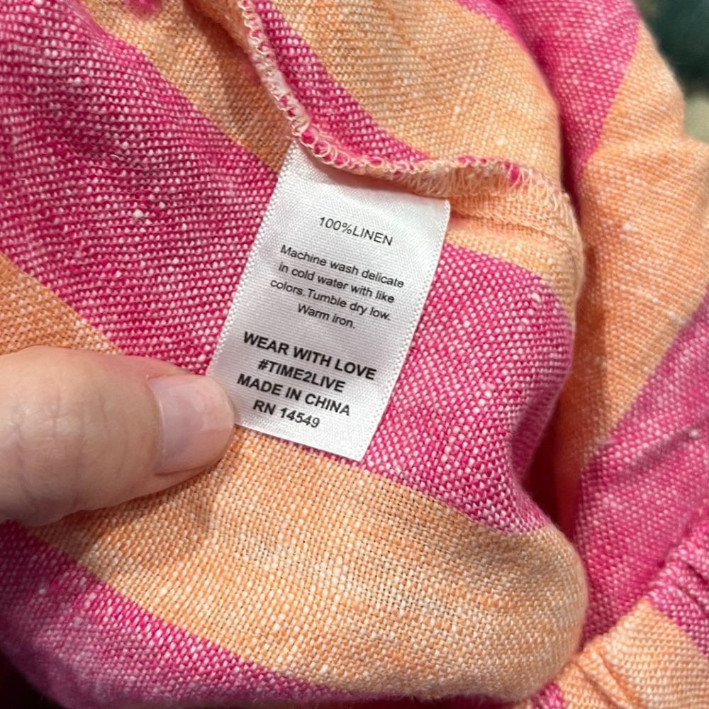 Electric & Rose 100% Linen Striped Pisces Pants Size XS Effortless Dopamine - Picture 6 of 7